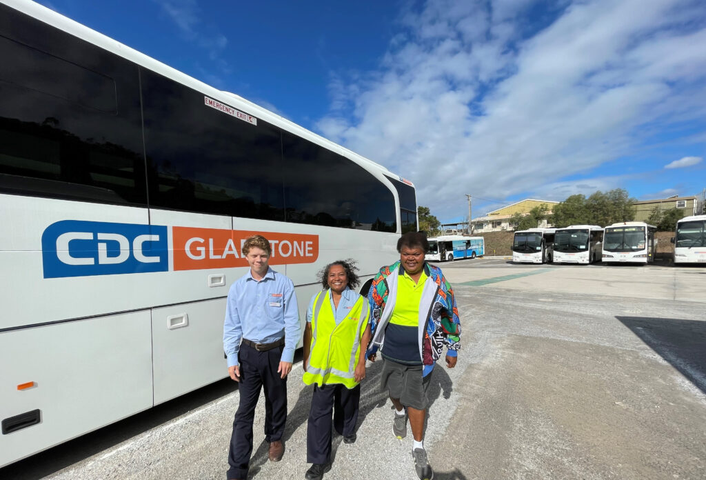 Jordon Standing In Front Of The CDC Gladstone Bus
