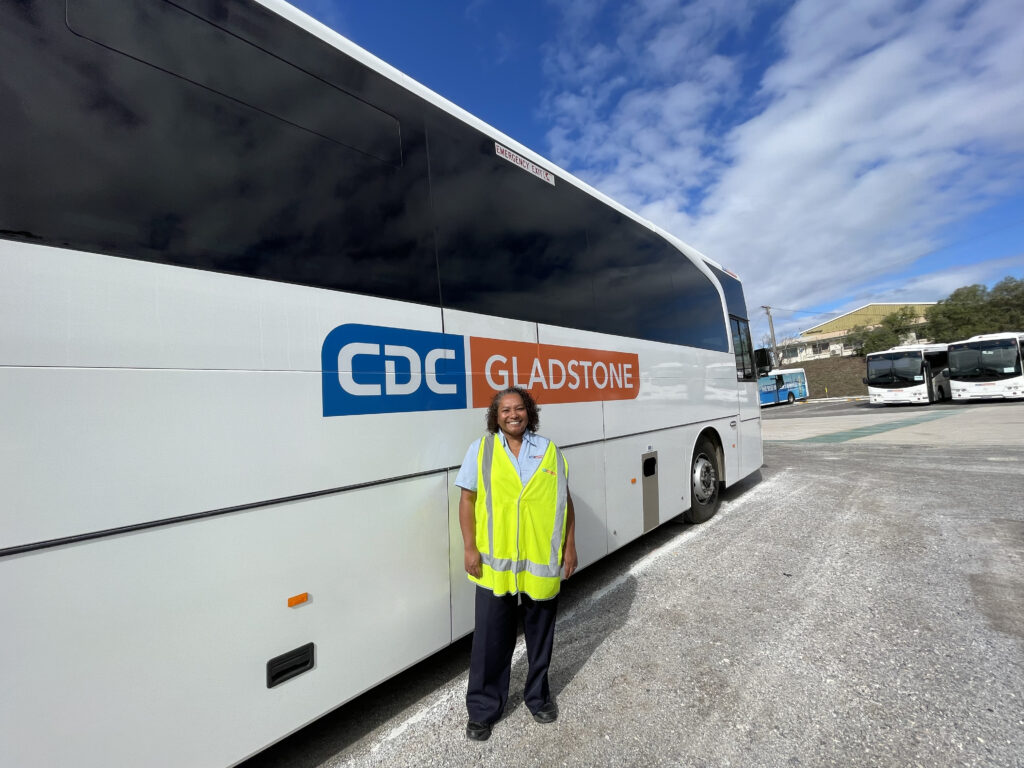 Lisa Smiling In Front Of A CDC Gladstone Bus