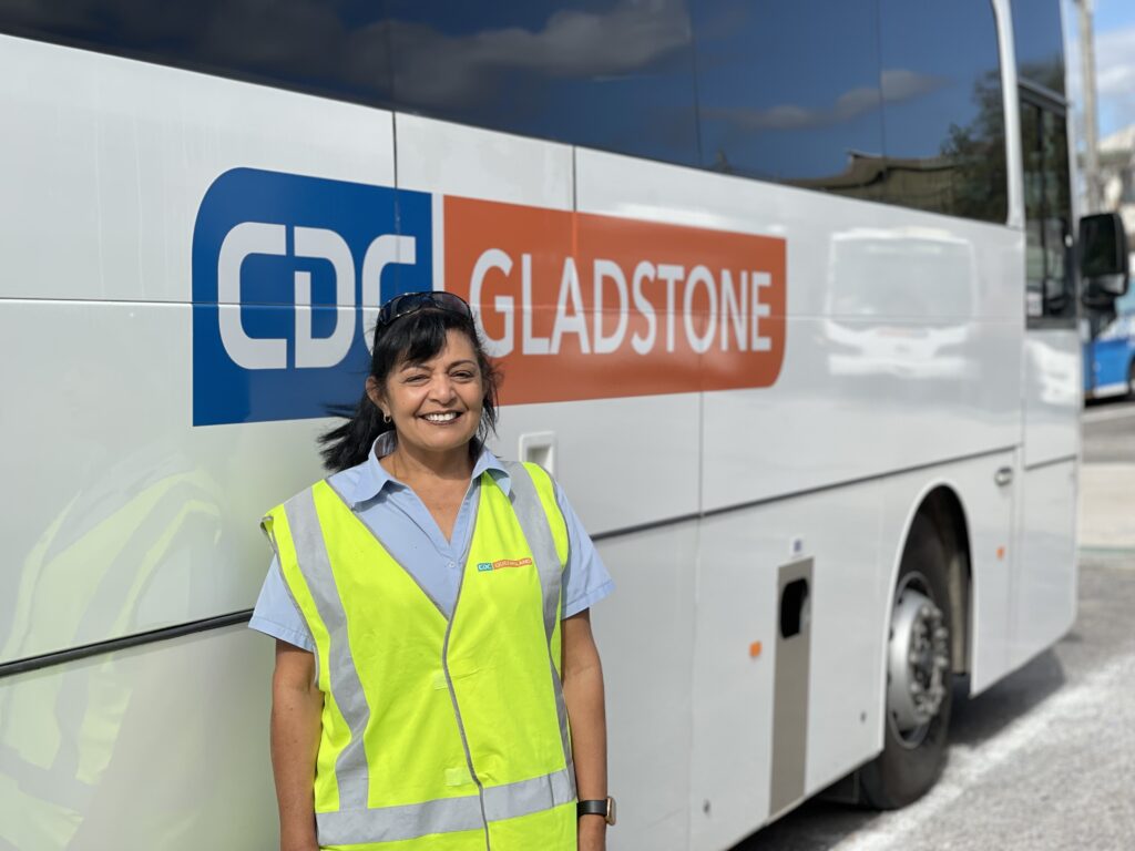 Severina Standing In Front Of The CDC Gladstone Bus